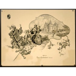 Aff. 52x68cm - Louis Eschenauer Scène Festive devant Chateau