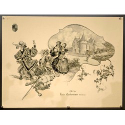 Aff. 52x68cm - Louis Eschenauer Scène Festive devant Chateau Etat B