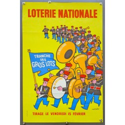 Aff. 39x59cm - Loterie Nationale Tranche des Gros Lots Fanfare