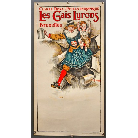 Aff. 40x74cm - Les Gais Lurons Bruxelles Cercle Royal Philanthropique