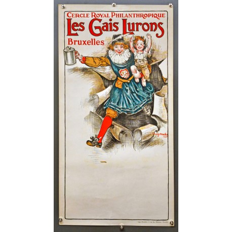 Aff. 40x74cm - Les Gais Lurons Bruxelles Cercle Royal Philanthropique