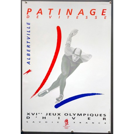 Aff. 54x80cm - 16eme Jeux Olympiques d'Hiver Albertville 1992 Patinage Artistique