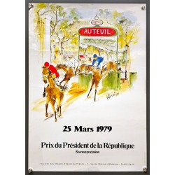 Aff. 39x58cm - Prix du Président de la République Sweepstake Chevaux Métro Auteuil