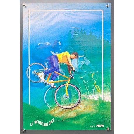 Aff. 40x60cm - Volvic Le Mountain Bike sur la base Volvic Aventures