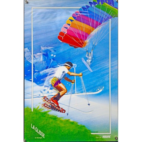 Aff. 40x60cm - Volvic La Glisse en Auvergne