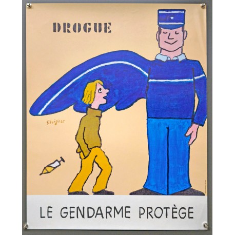 Aff. 48x60cm - Drogue Le Gendarme Protège