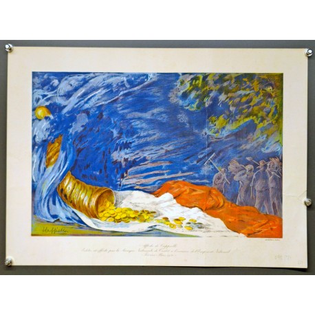 Aff. 49x36cm - Réédition de 1920 d'une affiche d'emprunt de Cappiello offerte par la Banque Nationale de Crédit