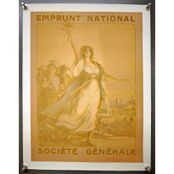Aff. 34x44cm - Reproduction Emprunt National Société Générale Femme avec Plante
