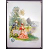 Aff. 42x45cm - Reproduction d'Aquarelle Cognac Renault et Compagnie Couple au bord du Lac