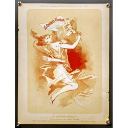 Aff. 30x39cm - Supplément au Numéro du Courrier Français 7 Janvier 1900 Femme dansant un journal à la main