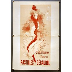 Aff. 40x57cm - Supplément au Numéro du Courrier Français 11 Janvier 1891 Pastilles Géraudel (coupée en deux feuilles)