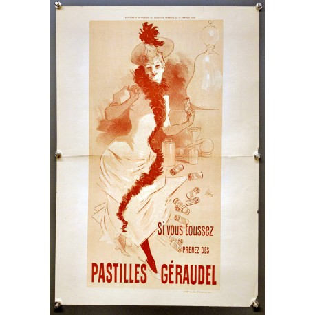 Aff. 40x57cm - Supplément au Numéro du Courrier Français 11 Janvier 1891 Pastilles Géraudel (coupée en deux feuilles)