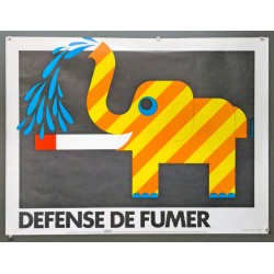 Aff. 80x60cm - Défense de Fumer Elephant Sécurité Sociale au Service de la Prévention