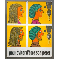 Aff. 60x80cm - Pour Eviter d'être Scalpé(e) Sécurité Sociale au Service de la Prévention
