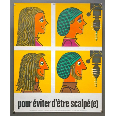 Aff. 60x80cm - Pour Eviter d'être Scalpé(e) Sécurité Sociale au Service de la Prévention