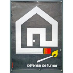 Aff. 60x80cm - Défense de Fumer Incendie Sécurité Sociale au Service de la Prévention