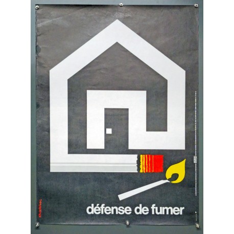 Aff. 60x80cm - Défense de Fumer Incendie Sécurité Sociale au Service de la Prévention