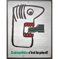 Aff. 60x80cm - Deux Sécurités c'est le Pied Sécurité Sociale au Service de la Prévention