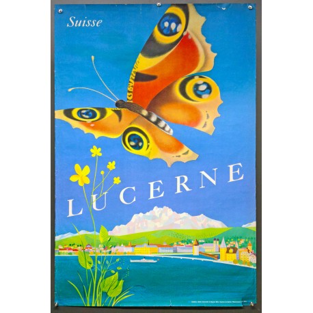 Aff. 63x102cm - Suisse Lucerne Papillon
