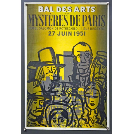 Aff. 42x63cm - Bal des Arts Mystères de Paris 1951
