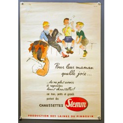 Aff. 40x60cm - Stemm Pour Leur Maman quelle Joie Chaussettes Stemm