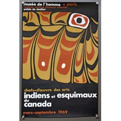 Aff. 40x60cm - Chefs d'oeuvre des arts Indiens et Esquimaux du Canada 1969 Musée de l'Homme Paris