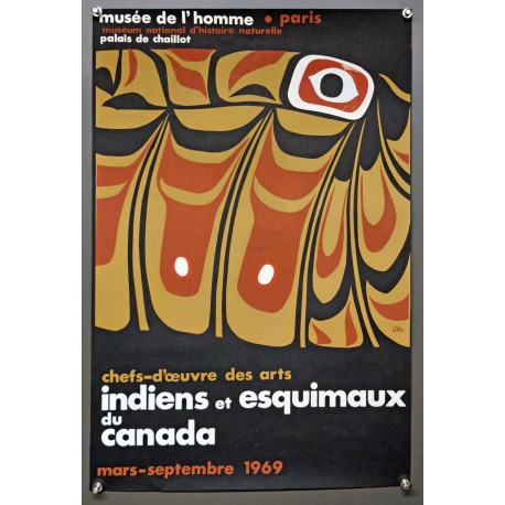 Aff. 40x60cm - Chefs d'oeuvre des arts Indiens et Esquimaux du Canada 1969 Musée de l'Homme Paris