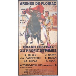 Aff. 53x96cm - Arène de Floirac Grand Festival au Profit de Nimes 1988