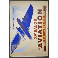 Aff. 80x120cm - XVeme Salon de l'Aviation 1936 (Reproduction sérigraphie)