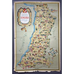 Aff. 64x102cm - Carte Touristique Alsace France 1948