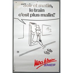 Aff. 62x100cm - SNCF Soir et Martin le Train c'est le Plus Malin Pantoufles