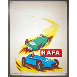 Aff. 60x80cm - Hafa Course Automobile Voiture Bleue et Voiture Verte