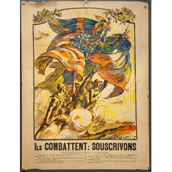 Aff. 60x78cm - Ils Combattent Souscrivons Cinq Minutes de Causerie sur l'Emprunt