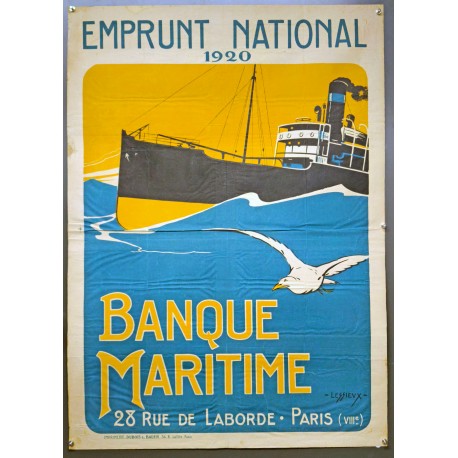 Aff. 76x106cm - Emprunt National 1920 Banque Maritime