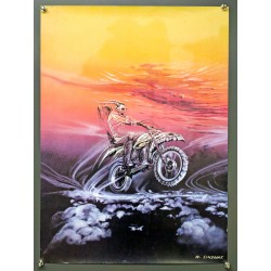 Aff. 40x55cm - Squelette Motard Désert W. Siudmak