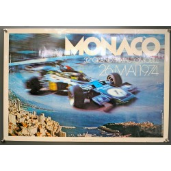 Aff. 64x44cm - 32e Grand Prix de Monaco 1974 Photo Bob Martin Exemplaire 38