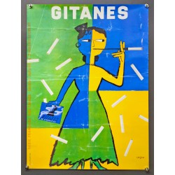 Aff. 40x56cm - Gitanes Régie Francaise des Tabacs femme multicolore