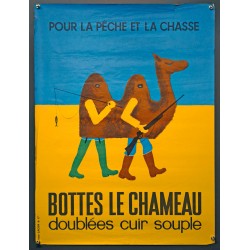 Aff. 58x78cm - Bottes Le Chameau Pour la Pêche et pour la Chasse