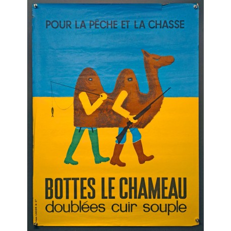 Aff. 58x78cm - Bottes Le Chameau Pour la Pêche et pour la Chasse