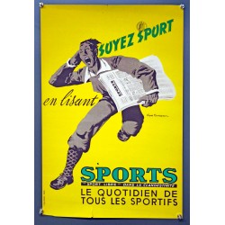 Aff. 40x60cm - Soyez Sport en Lisant Sports Rugbyman