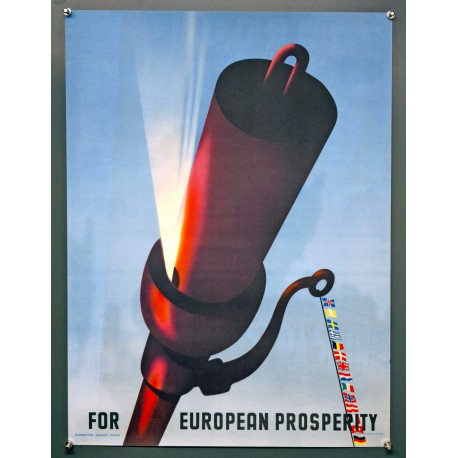 Aff. 55x76cm - Einiges Europa ERP Trägt Wohlstand Chaines