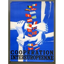 Aff. 55x75cm - Coopération Européenne Mains tenant Poignets Europe