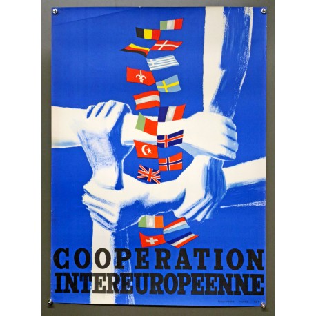 Aff. 55x75cm - Coopération Européenne Mains tenant Poignets Europe