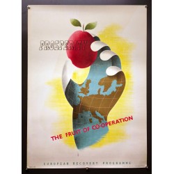 Aff. 55x75cm - Prosperity The Fruit of Cooperation Europe Pomme ERP