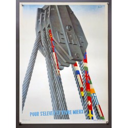 Aff. 50x69cm - ERP Pour s'Elever et Vivre Mieux Grue Port