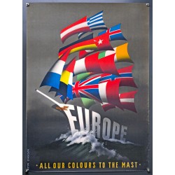 Aff. 55x75cm - Europe All our Colors to the Mast ERP