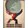 Aff. 55x75cm - Samen Werk Samen Sterk Personnage Drapeaux portant Europe