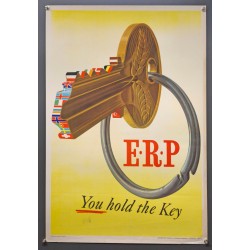 Aff. 50x76cm - ERP You hold the key Clef drapeaux européens Europe