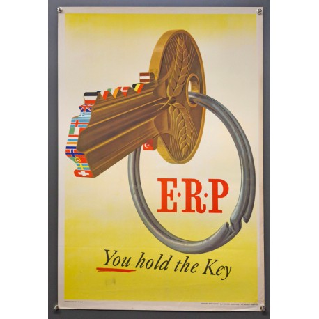 Aff. 50x76cm - ERP You hold the key Clef drapeaux européens Europe