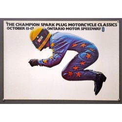 Aff. 71x49cm - The Champion Spark Plug Motorcycle Classics Ontario Motor Speedway Motard sans Moto